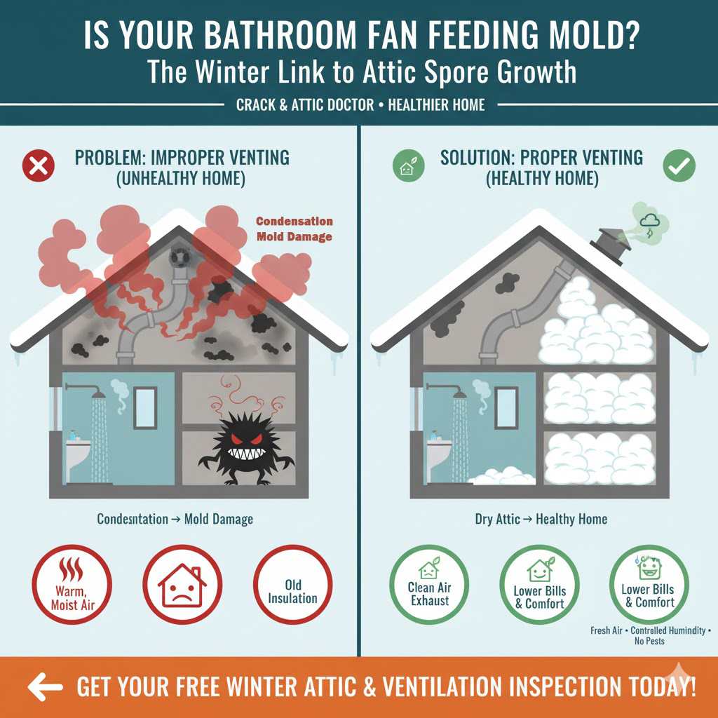 Is Your Bathroom Fan Feeding Mold? The Winter Link to Attic Spore Growth