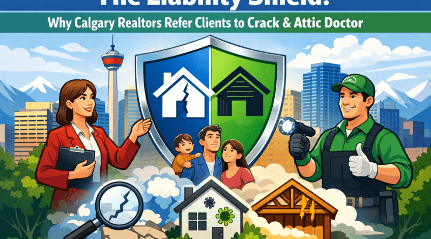 Professional contractor handing a certified repair report and warranty to a satisfied Calgary realtor.