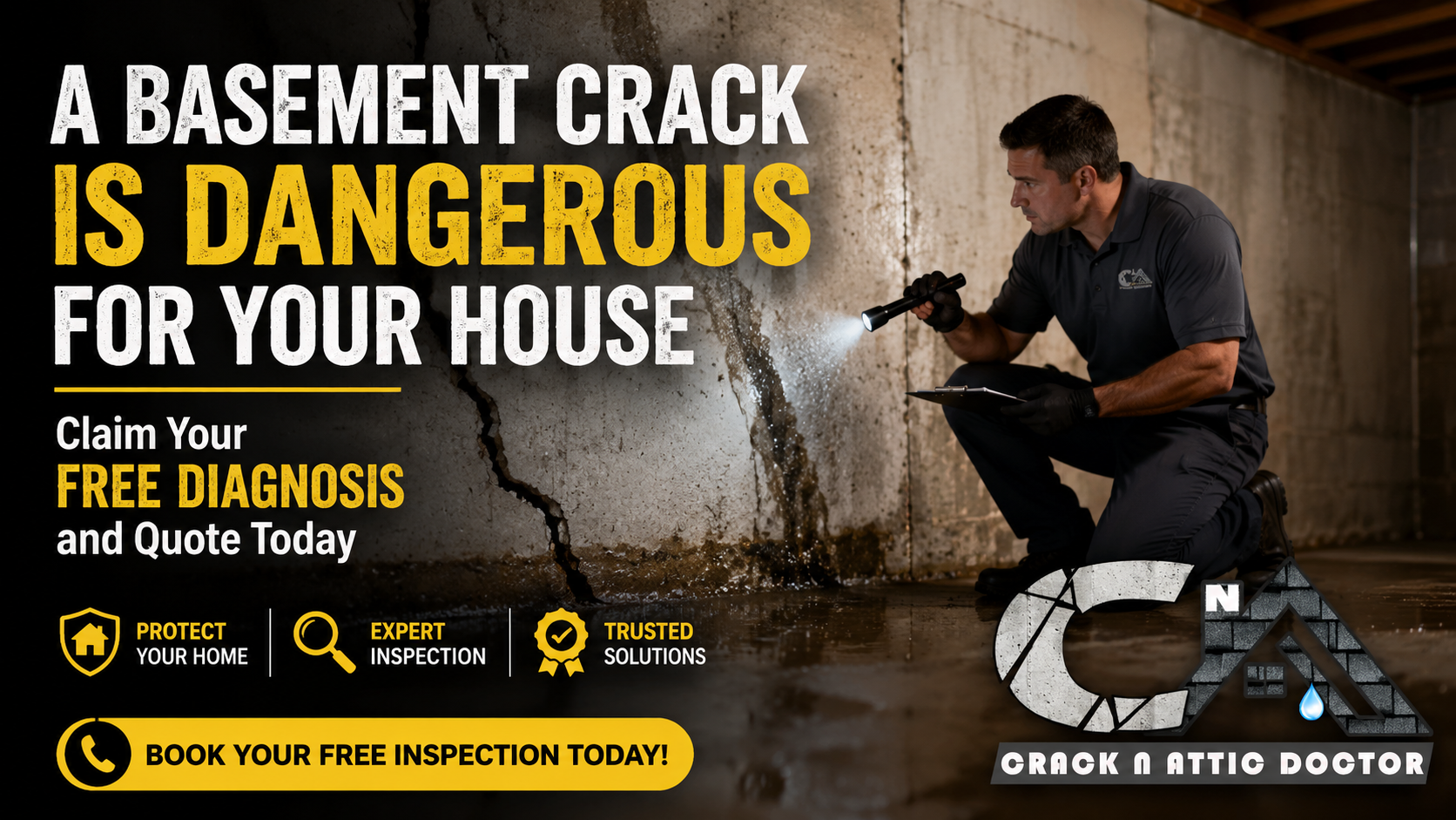 A Basement Crack is Dangerous for Your House Claim Your Free Diagnosis and Quote Today