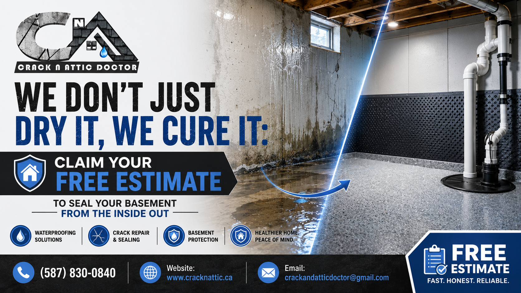 We Cure It Claim Your Free Estimate to Seal Your Basement From the Inside Out
