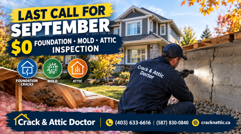 Last Call for September Claim Your $0 Foundation Crack, Mold, or Attic Inspection