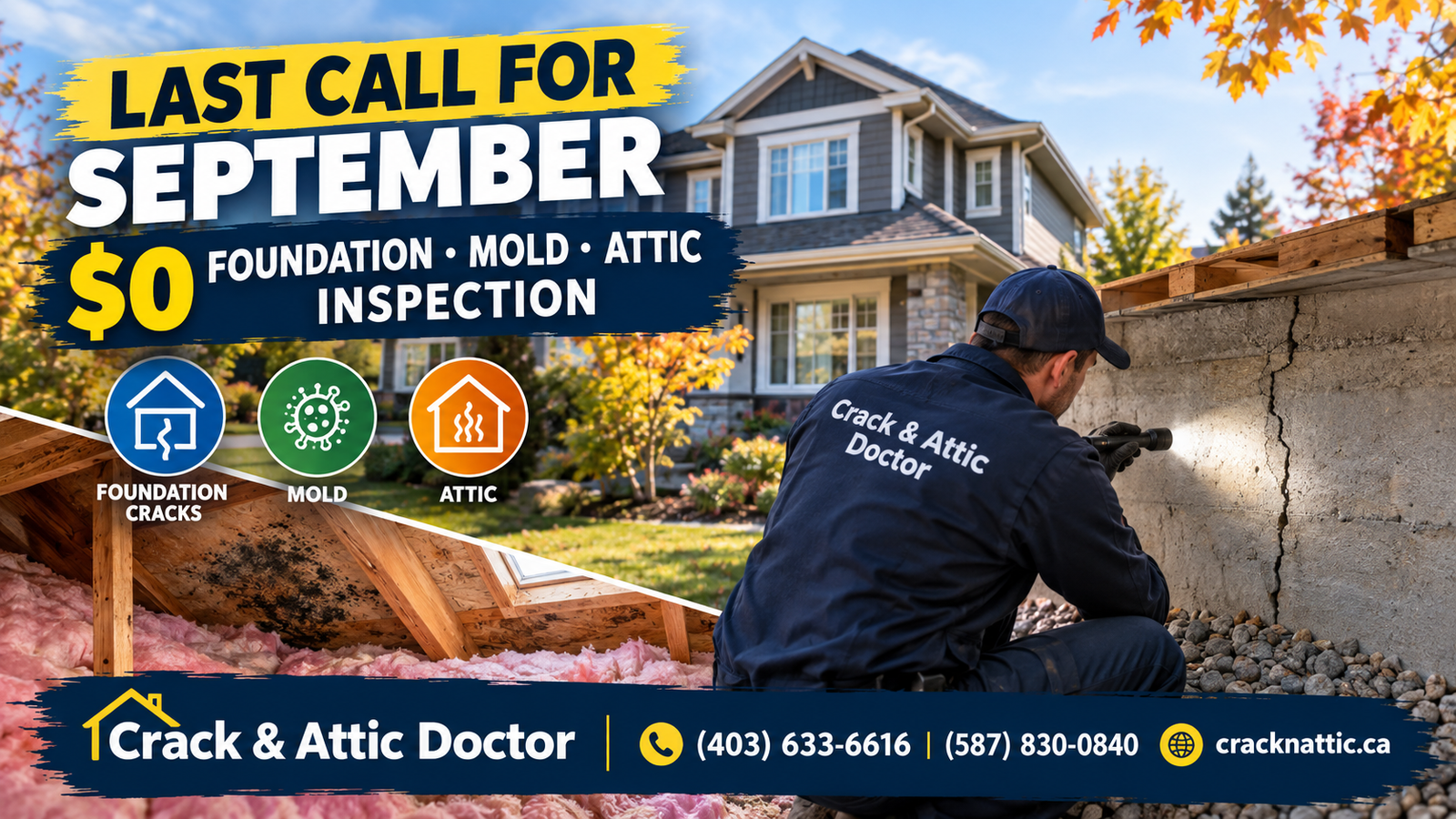 Last Call for September Claim Your $0 Foundation Crack, Mold, or Attic Inspection