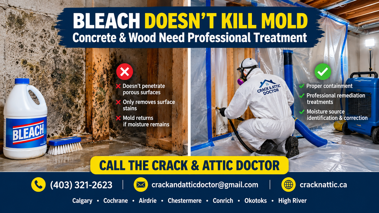 Why Bleach Never Kills Concrete or Wood Mold (And What Pros Do Instead)